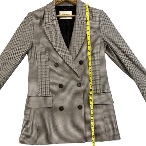 Babaton Womens Double Breasted Houndstooth Blazer Size 2 Brown Black - Picture 9 of 11